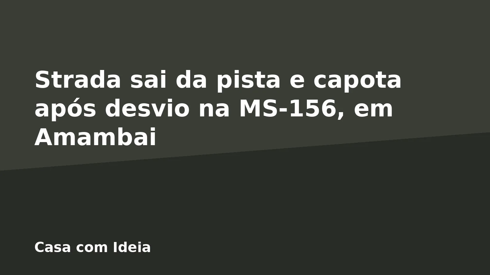 Strada sai da pista e capota após desvio na MS-156, em Amambai