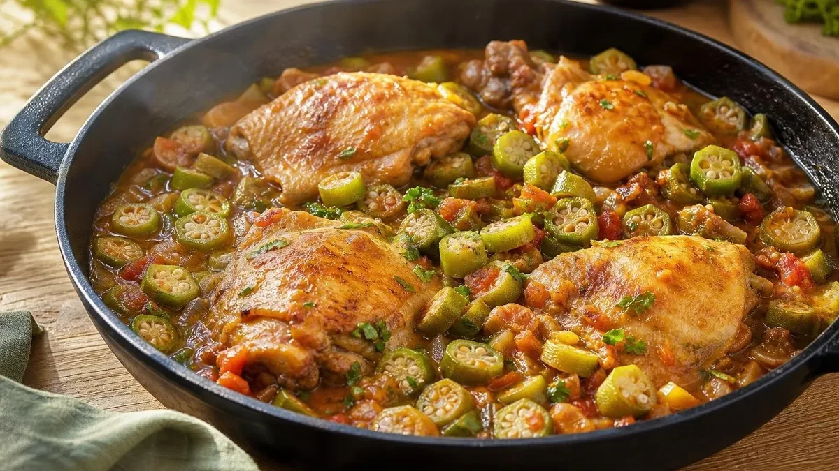 Frango com quiabo: técnica simples deixa a carne macia e reduz a baba
