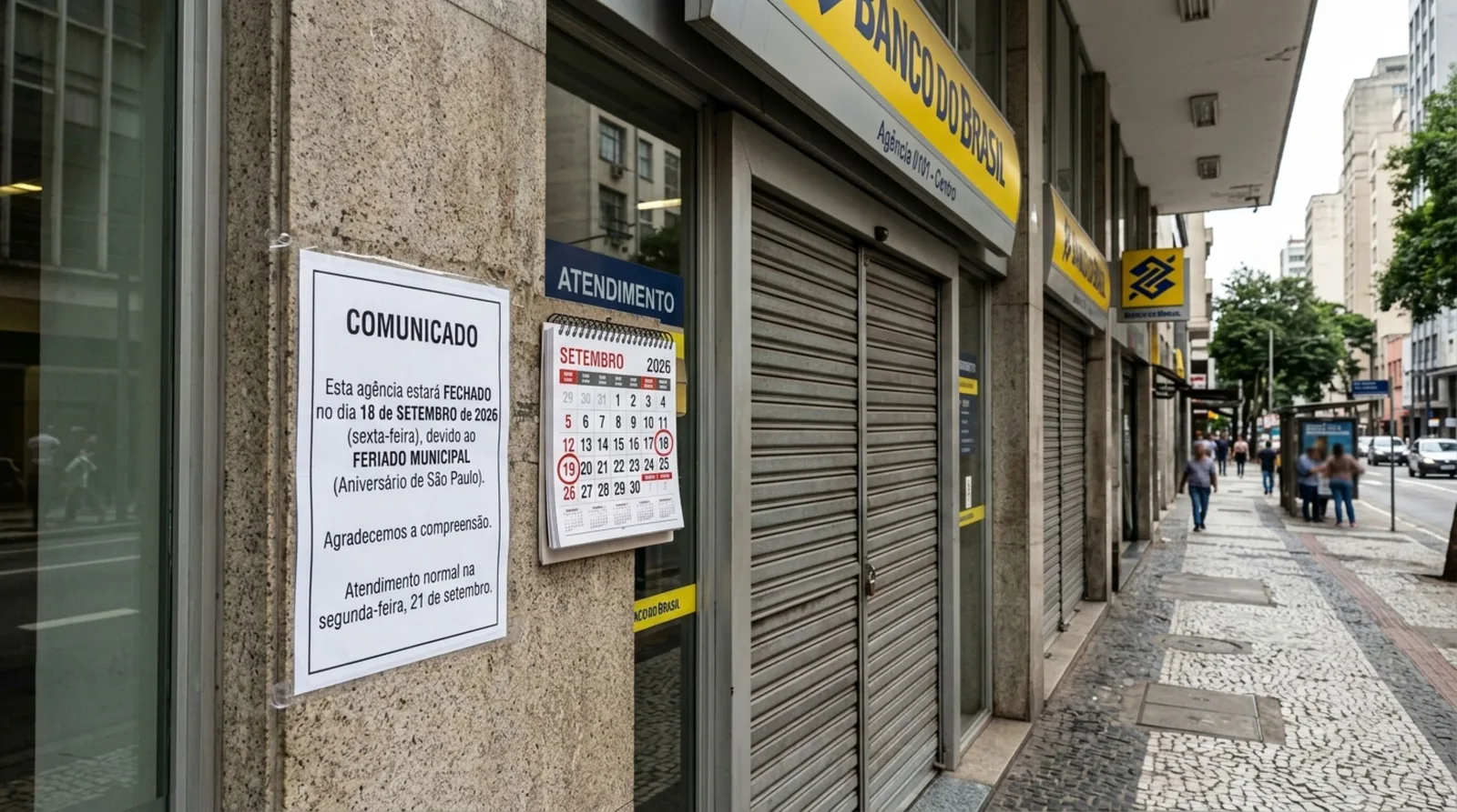 Agências bancárias fecham em duas cidades no dia 18 de setembro