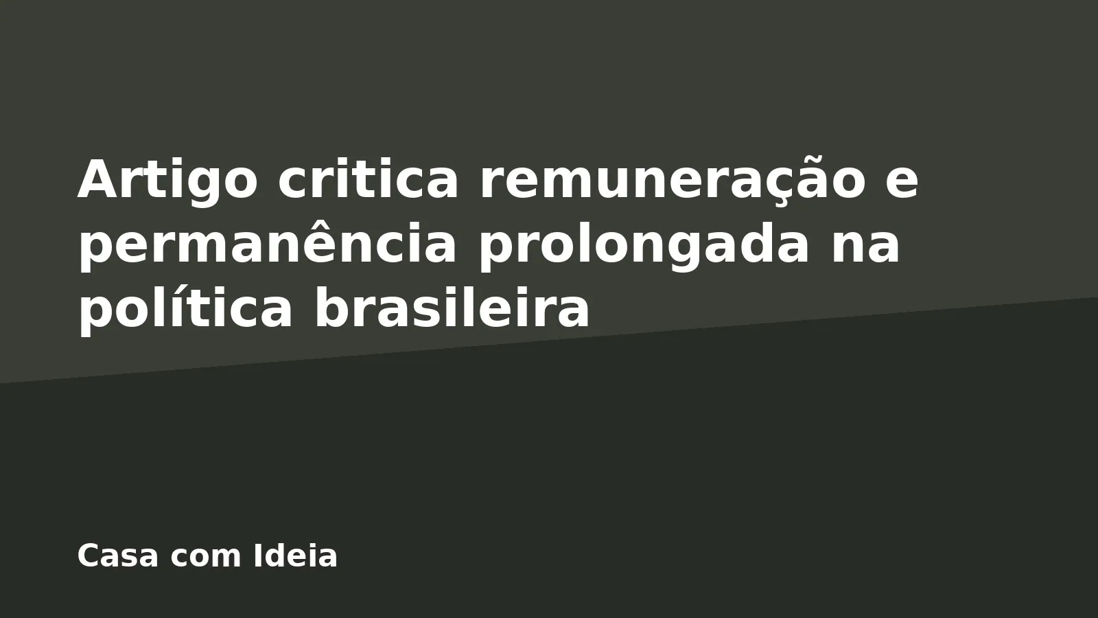 Artigo critica remuneração e permanência prolongada na política brasileira