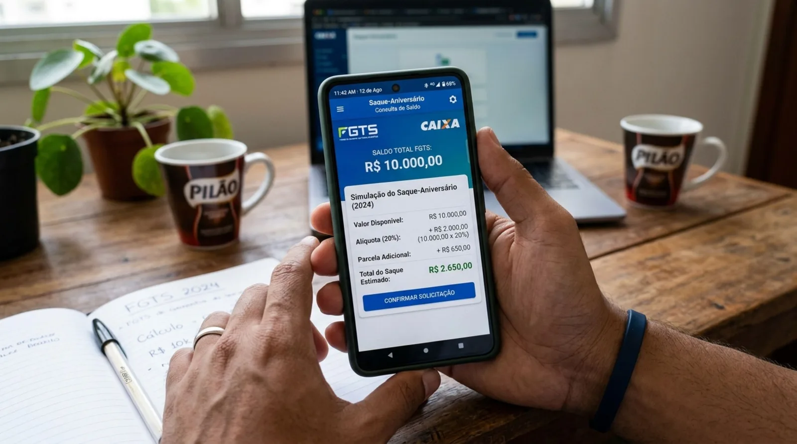 FGTS de R$ 10 mil rende saque anual de R$ 2.650 na modalidade
