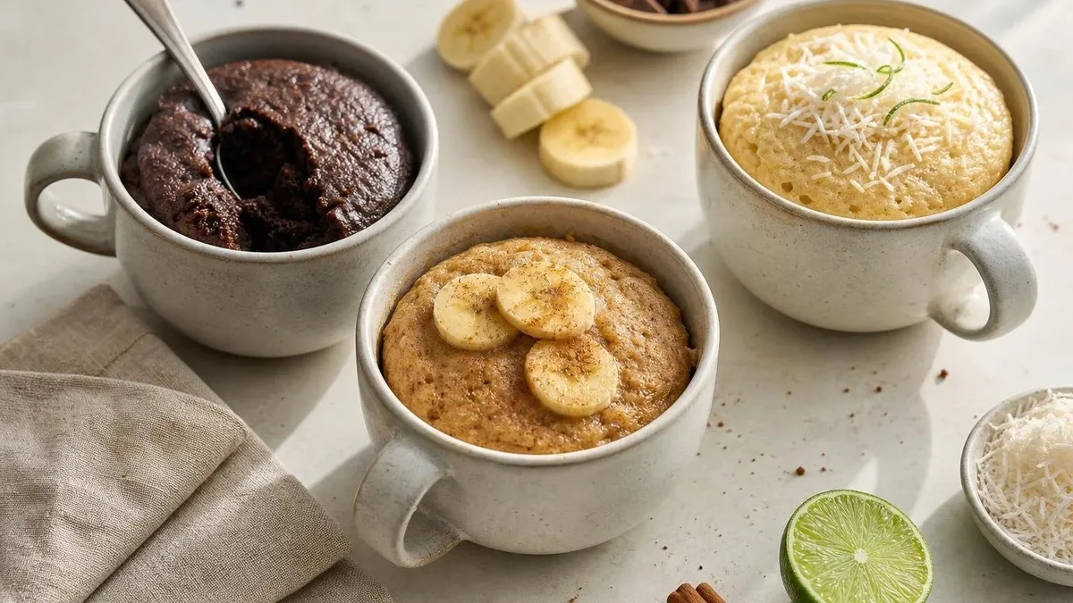 Três bolos de caneca sem ovo para fazer no micro-ondas