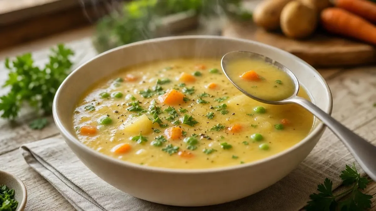 Batata inglesa deixa a sopa cremosa sem farinha ou creme de leite