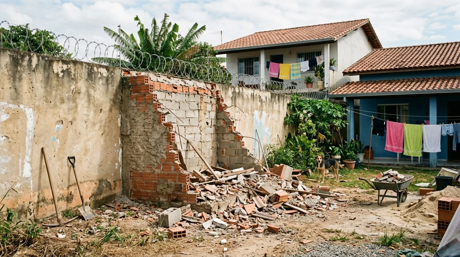 Antes de ampliar o quintal, verifique se a edícula sustenta o muro vizinho