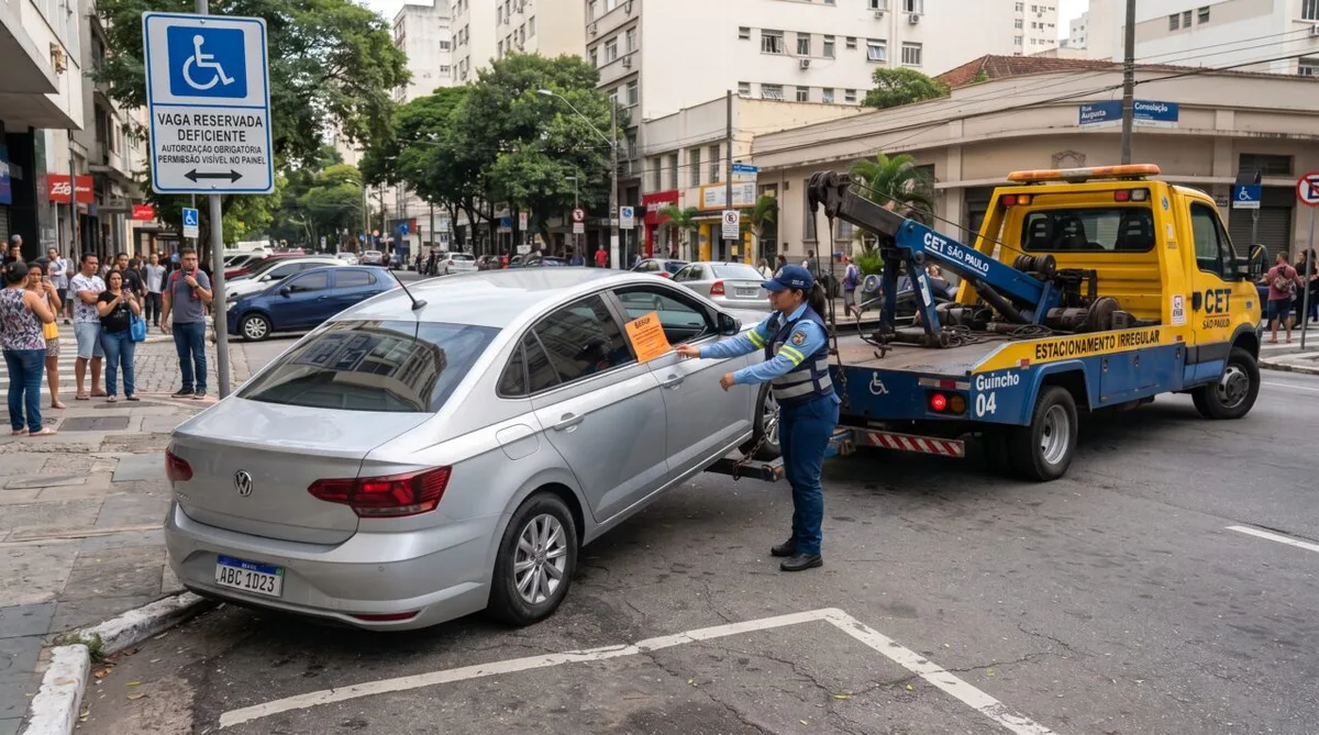 Vaga de idoso pode render multa, pontos e remoção do veículo