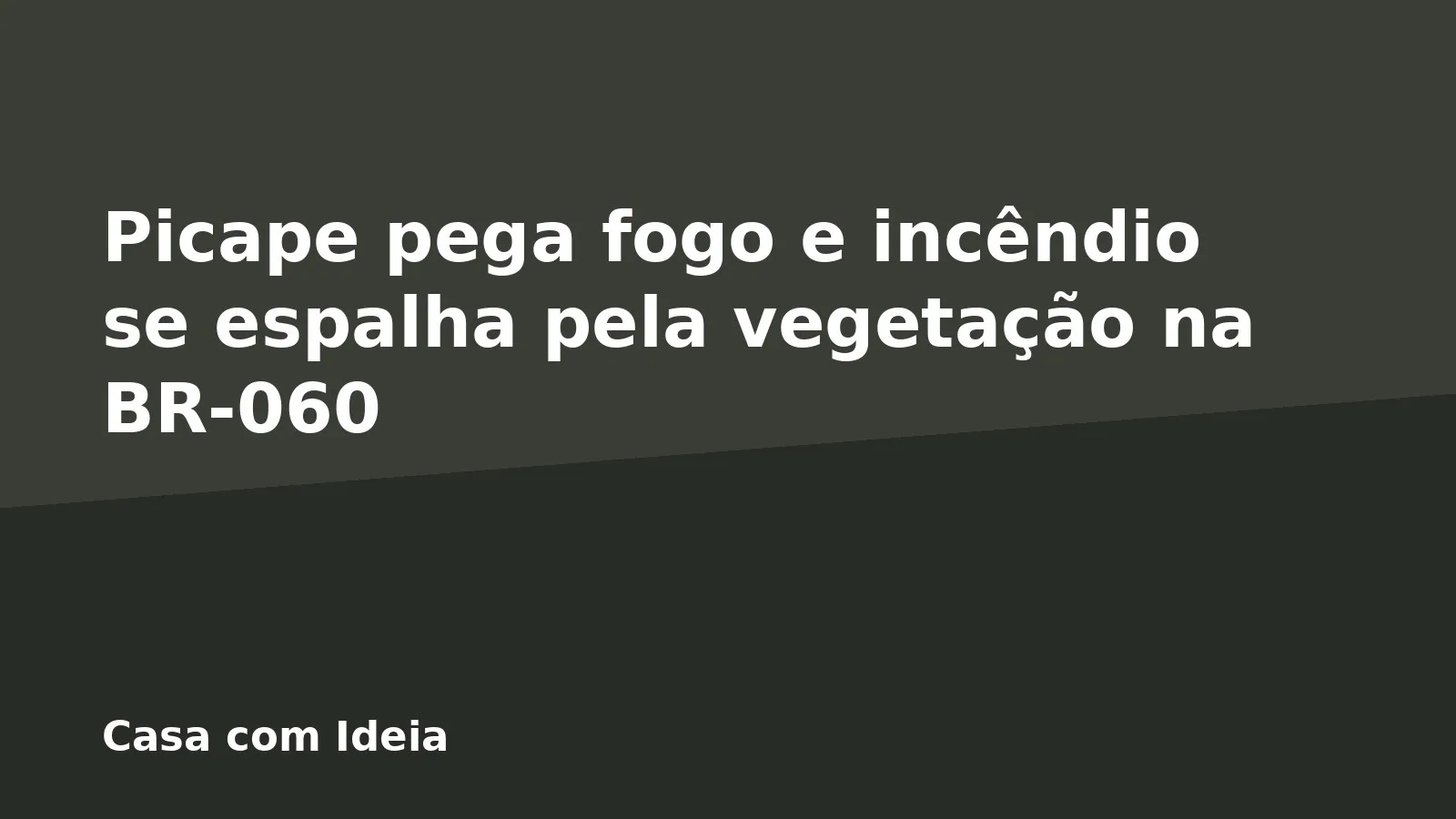 Picape pega fogo e incêndio se espalha pela vegetação na BR-060