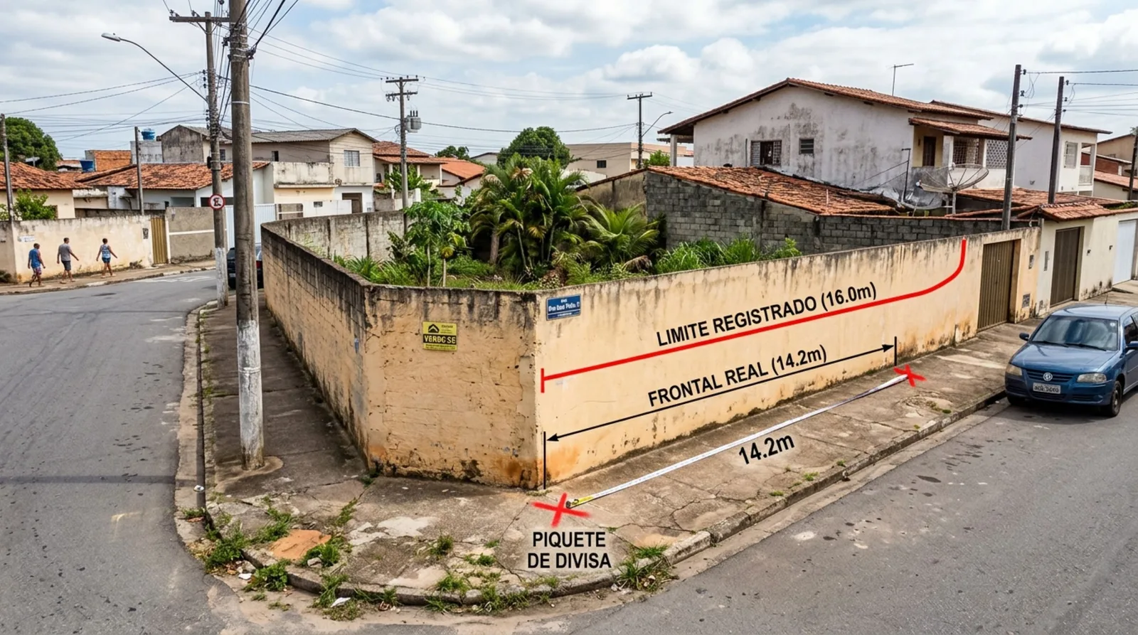 Muros podem não marcar a divisa real de um terreno de esquina