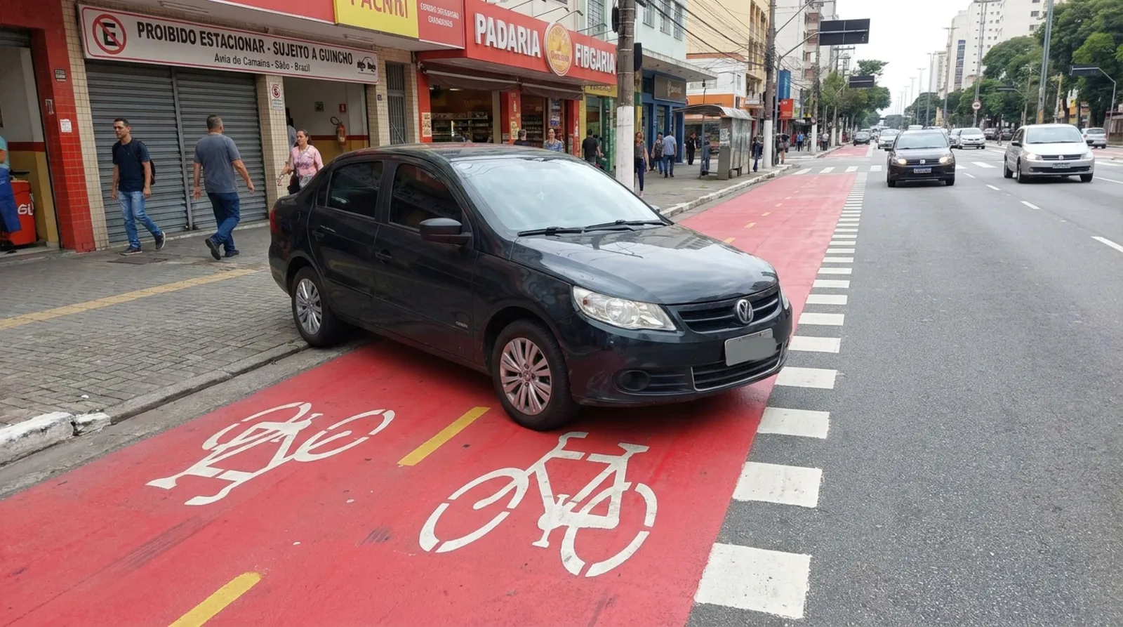 Estacionar na ciclofaixa pode render multa, pontos e remoção do carro