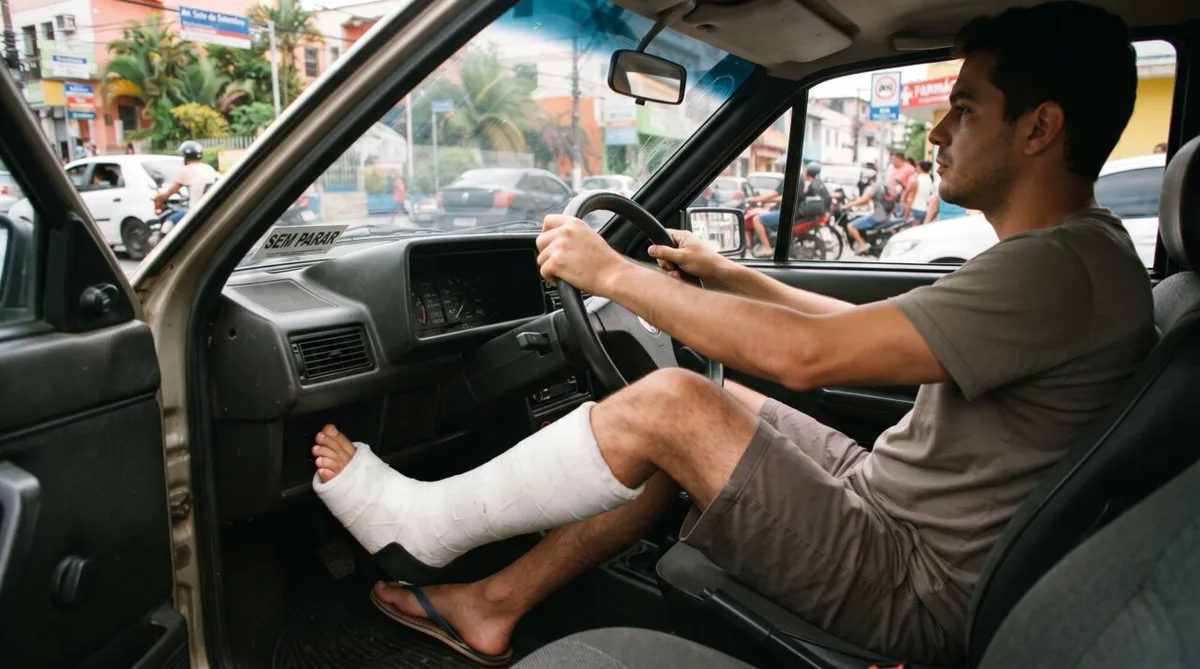 Perna engessada ao volante pode render multa e retenção do veículo
