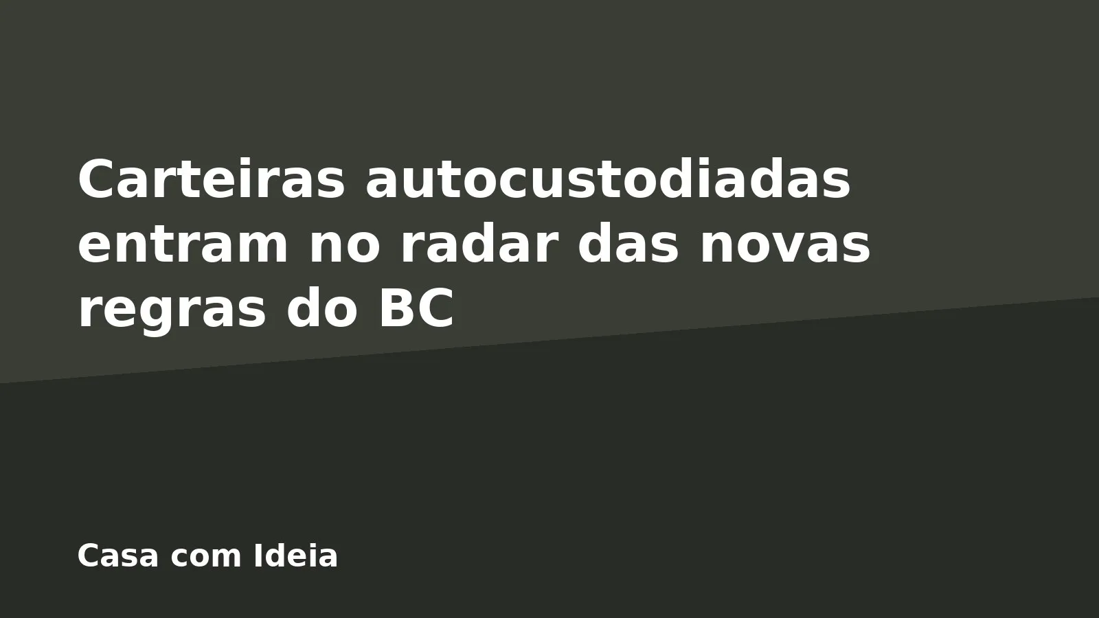 Carteiras autocustodiadas entram no radar das novas regras do BC