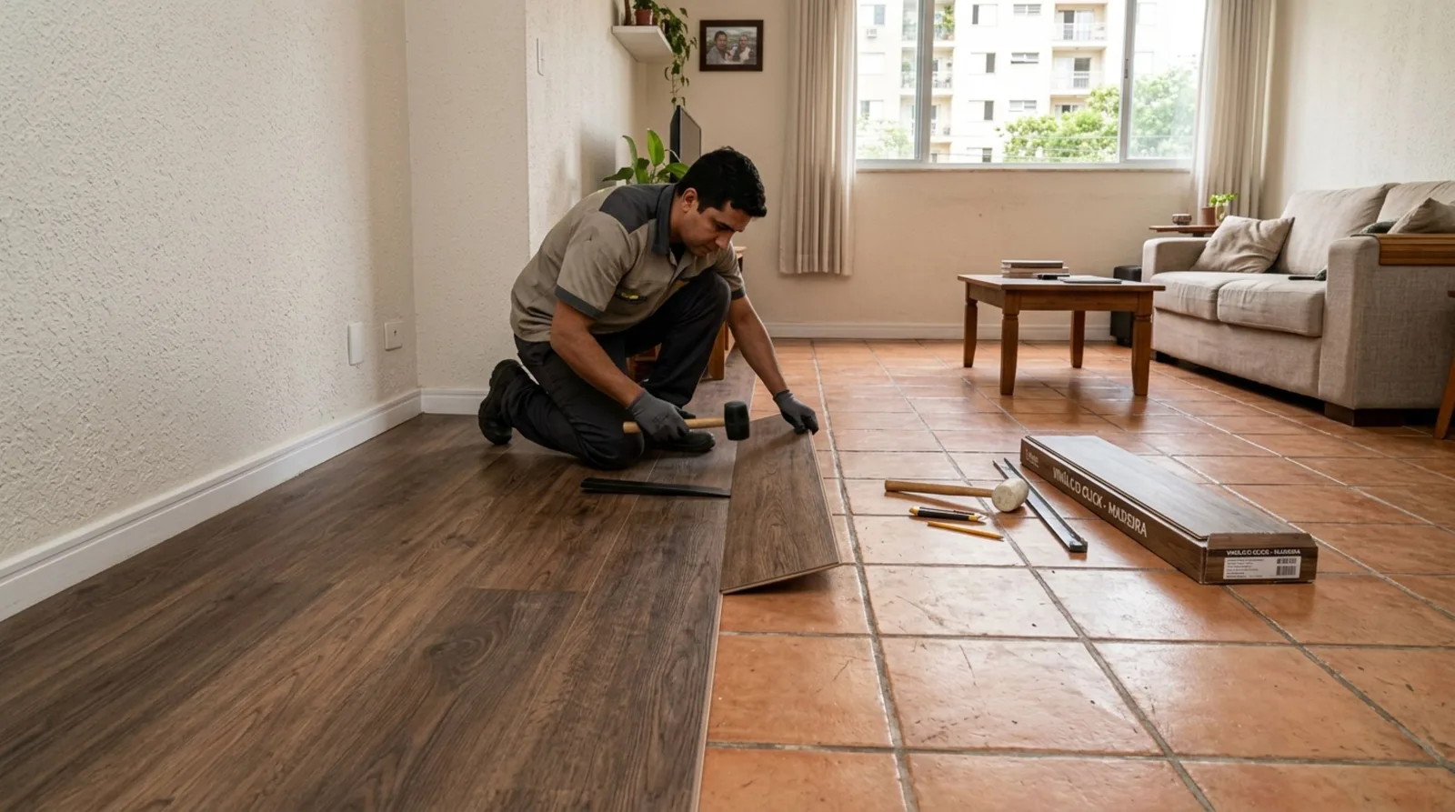 Piso vinílico clicado pode cobrir cerâmica, mas base precisa estar regular