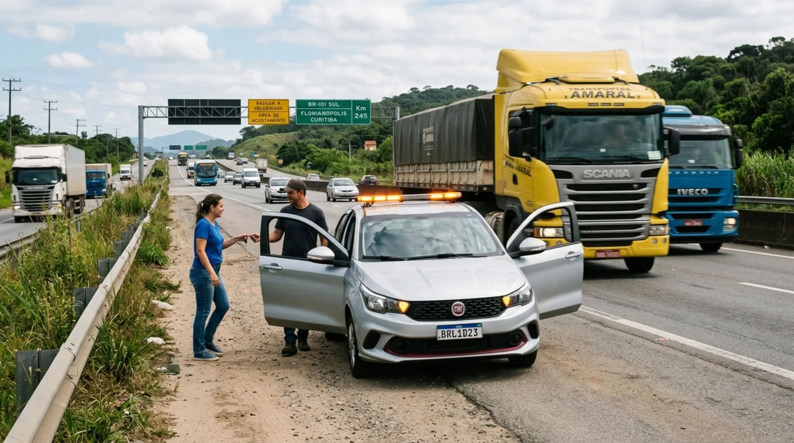 Troca de motorista exige parada fora do fluxo da rodovia