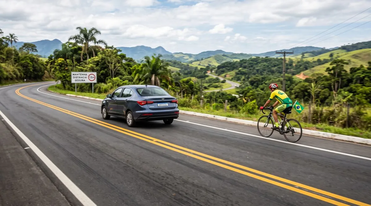 Ultrapassagem perto de ciclista pode render multa; distância mínima é de 1,5 metro