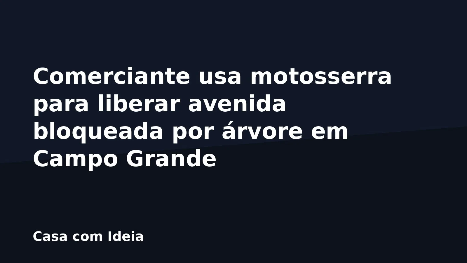 Comerciante usa motosserra para liberar avenida bloqueada por árvore em Campo Grande