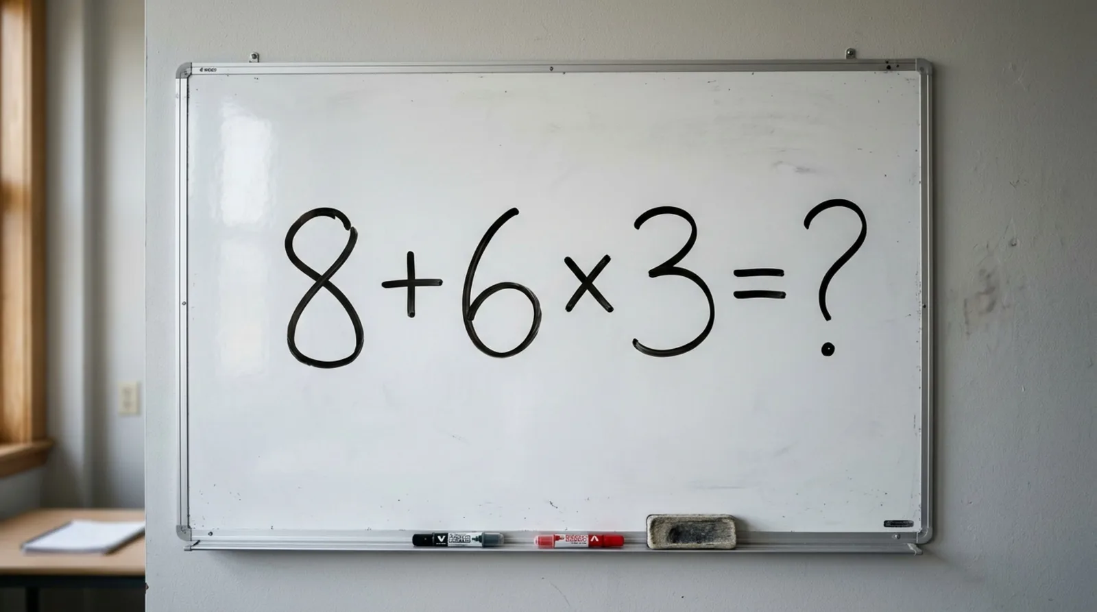 A ordem das operações revela o resultado de 8 + 6 × 3